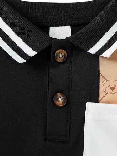 Conjunto Para Bebé Niño Camisa Estampada Y Pantalón Corto Café 9-12 M