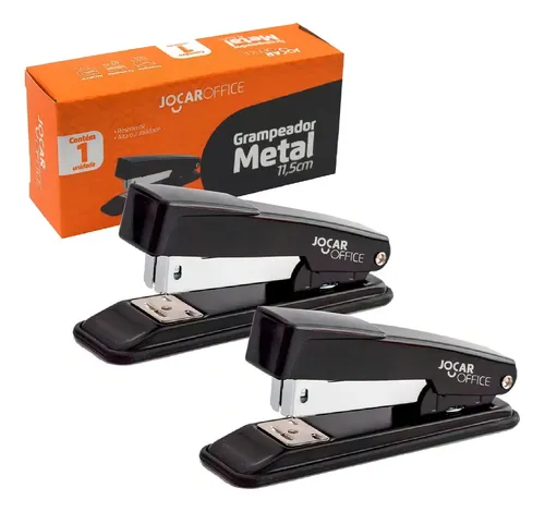 Kit 2 Grampeadores Metal Preto 25 Folhas Escritório 11,5cm - R$ 27,49
