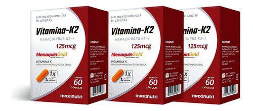 Kit 03 Vitamina K2 Menaquingold 60 Capsulas Maxinutri