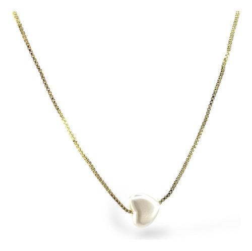 Collar Perla Para Mujer Elegante Gargantilla Dama Dorado - Corazon
