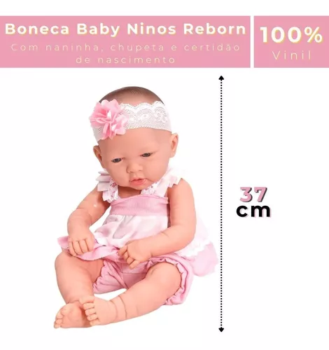 Boneca Tipo Bebe Reborn Ninos Recem Nascida + Certidão Top