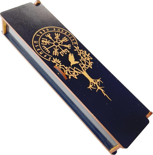 Imagen 2 de 2 de Set Runas Vikingas Talismán Color Negro + Cajita De Regalo