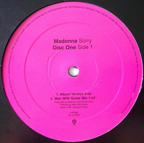 Madonna Sorry (remixes) Vinil Double Maxi Single Dj 90´s 42 (Usado)