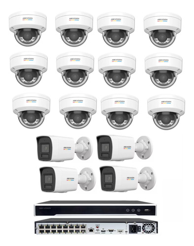 Nvr 16 Ch Hikvision/12 Dome Colorvu Ip/ 04 Bullet Colorvu Ip