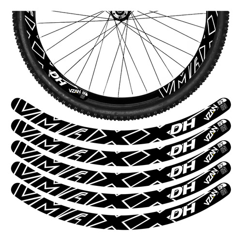 Kit 12 Adesivos Bike Roda Aro 26 29 Dh Freio Disco Preto Jg