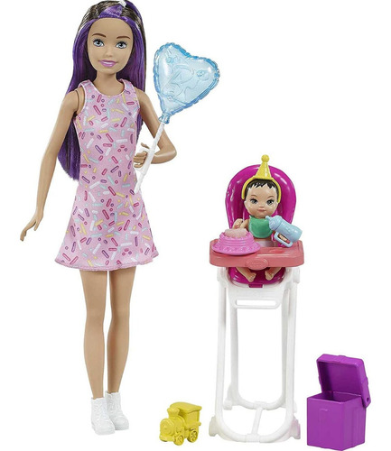 Barbie Skipper Cabelo Roxo - Festa Aniversário Bebê Cadeirão