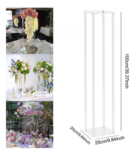 Soporte De Flores De Acrílico, 25x25x100cm Cuadrado