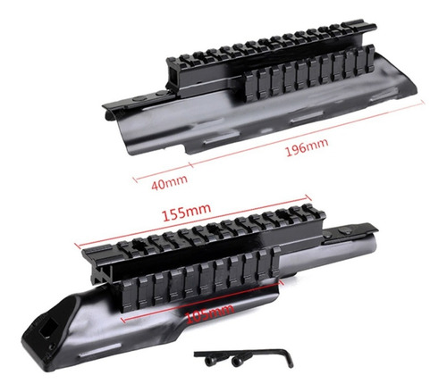 Imagen 3 de 9 de Tapa Superior Ak-47 Cuerno De Chivo Con Picatinny Weaver