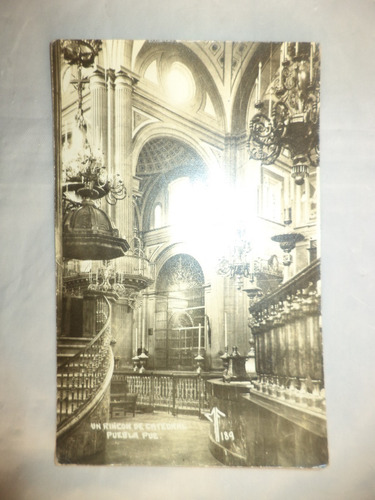 Antigua (c. 1950) Tarjeta Postal De La Catedral De Puebla