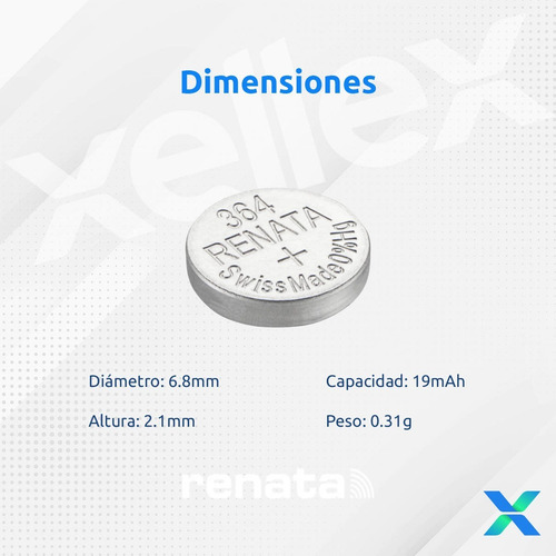 Imagen 2 de 8 de 5 X Pilas Renata 364 Sr621sw Original Suiza Blister Cerrado