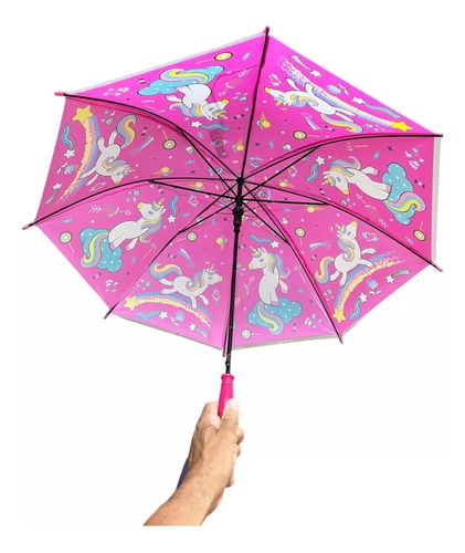 Paraguas Sombrilla 50cm Niñas Con Diseño Unicornio Infantil