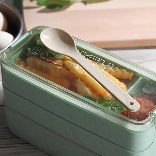 Contenedor Lonchera Box Lunch Divisiones Cubiertos Portatil