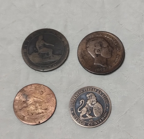 Lote Monedas Cobre España 1870/77