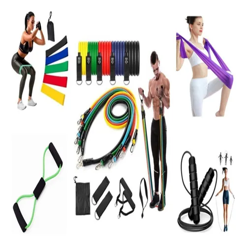 comprar Acessórios Esportivos Kit 20 Itens Treino Leeboom Exercicios Elásticos Corda de Plar Faixa Elástica Mini Band 12níveis Primemix