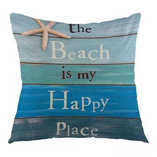 The Beach Is My Happy Place Funda De Almhada Decrativa ...