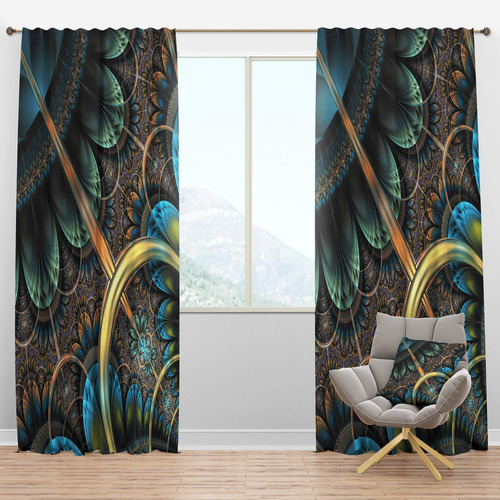 Designq Cortinas Opacas Grandes Con Estampado Floral Fractal