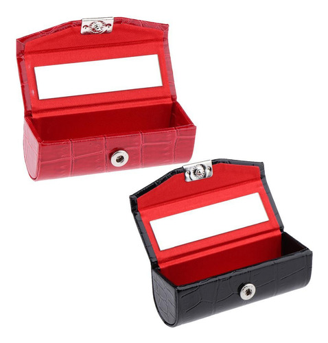 2x Estuche De Material Cuero Para Pintalabios,