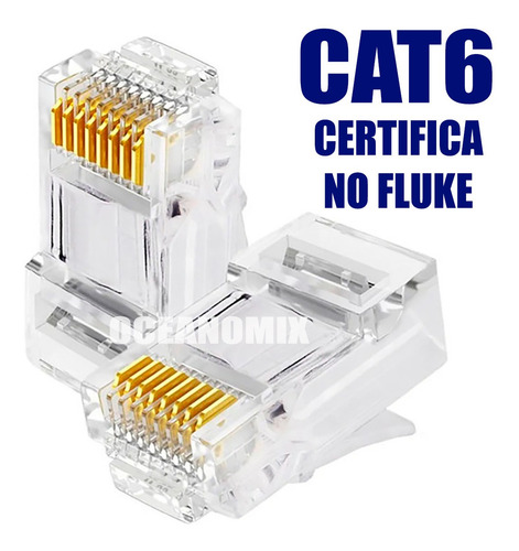 Imagem 6 de 7 de Pacote C/100 Conectores Rj45 Cat6 Macho Alta Qualidade