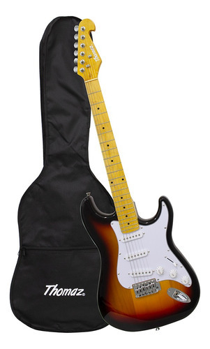 Kit Guitarra Elétrica Teg 400v Sunburst Com Capa Thomaz Orientação Da Mão Destro