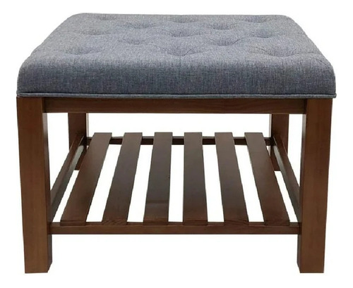 Taburete Estructura Madera Cuadrado 60 X 60cm Gris