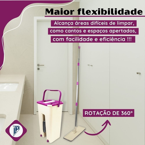 Imagem 5 de 9 de Rodo Mop E Balde Lava E Seca Profissional Com 2 Refil