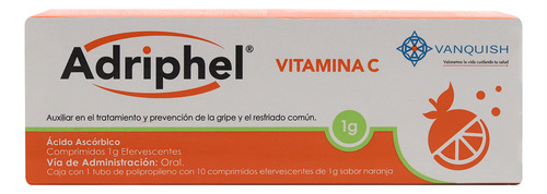 Adriphel Vitamina C 10 Comps. Efervs. Sabor Naranja 1 G