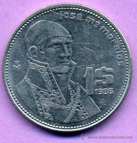 Imagen 1 de 3 de Moneda De $1 De Jose Morelos