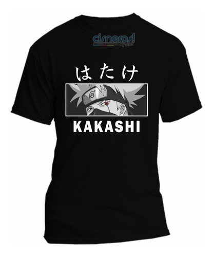 Playera Naruto Kakashi Anime Negra