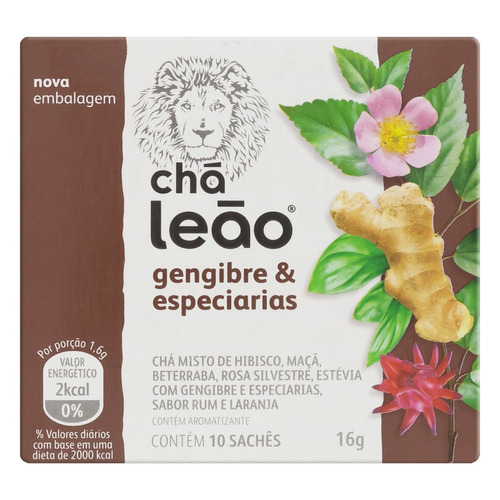 Chá Leão gengibre & especiarias em sachê 16 g 10 u