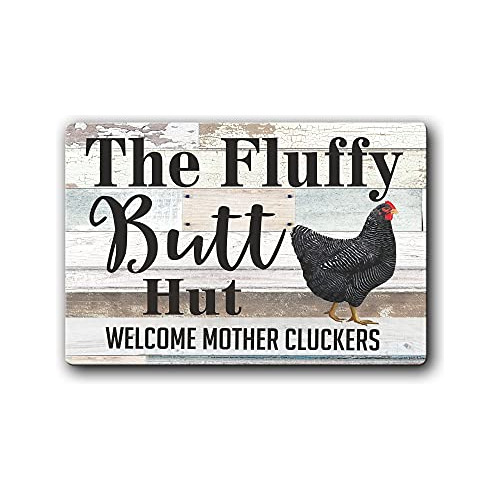 Cartel De Lata  Fluffy Butt Hut Welcome Mother Cluckers...