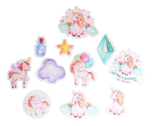 Imagen 2 de 5 de Stickers Unicornio Pack 40 Unidades Ideal Souvenir