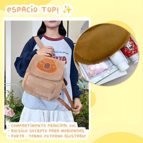 . Mochila Felpa Para Capibara Muñecas Bolsa Mini Informal