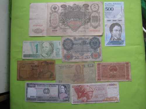  Lote De 9 Billetes Diferentes Mundiales 