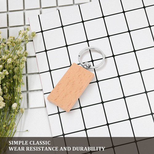 2025 60 Llaveros De Madera Rectangulares En Blanco Para