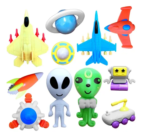 Boneco Aliens Exploradores Attic Goal Kids ETs c/ Nave e Veículos