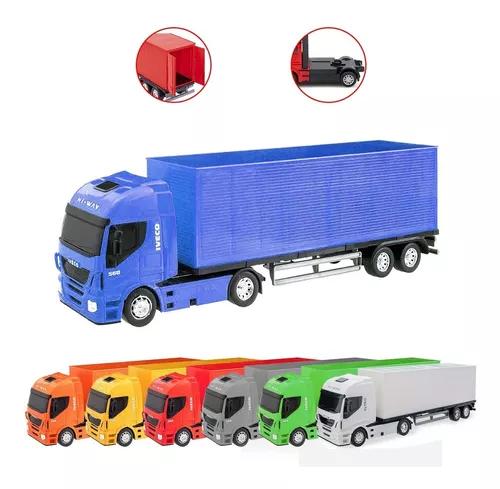 Caminhão Carreta Iveco + Empilhadeira Brinquedo Infantil Miniatura