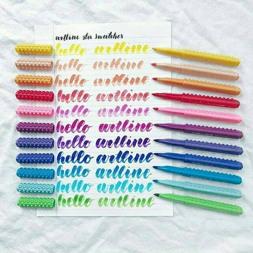 Set 20 Plumones Punta Pincel Artline Stix Brush Lettering