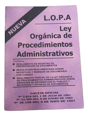 Ley Orgánica De Procedimientos Administrativos Lopa (Usado)