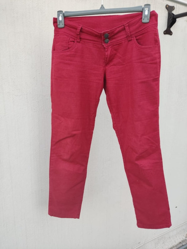 Pantalon Capri Rojo Dama Comodo Con Boton Y Cierre Impecable