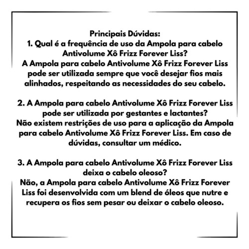 Ampola Para Cabelo Xô Frizz Forever Liss 15ml