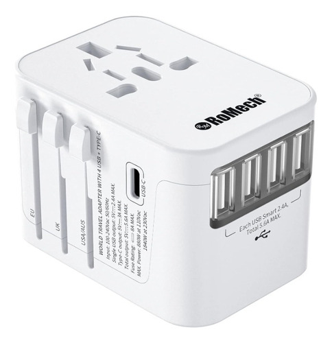 Adaptador Enchufe Viaje Europeo Universal Internacional 5usb