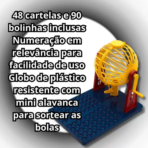 Jogo De Bingo com 48 Cartelas 90 Bolinhas Diversão - DikaMais