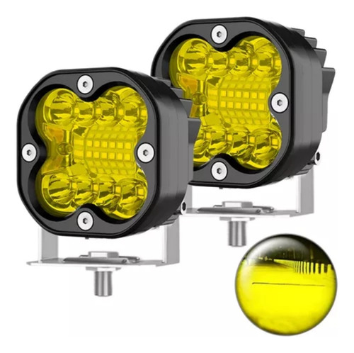 X2 Foco Antiniebla Destellante Led Cree Luz Amarilla 12-24v