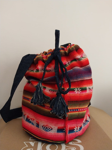 Bolso, Morral Tipo Wayuu, De Aguayo Y Jean Reciclado,media 