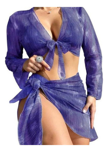 Traje De Baño De Estilo Sexy, Bikini De Playa De 3 Piezas, O