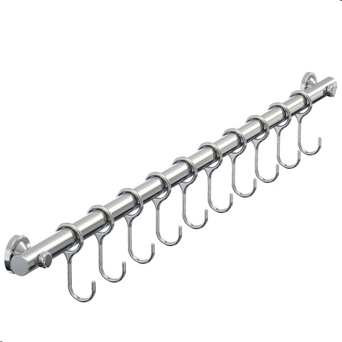 Suporte De Cozinha Porta Talheres 55cm Com 10 Ganchos