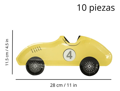 Platos Desechables Cotillón Papel Fiesta Para Niños Carros Amarillos
