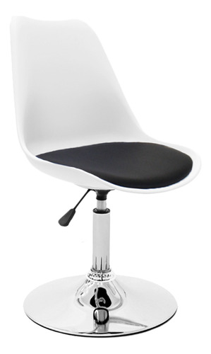 Silla Tulip Eames Para Escritorio Con Base Fija Newmo Blanca De Asiento Negro