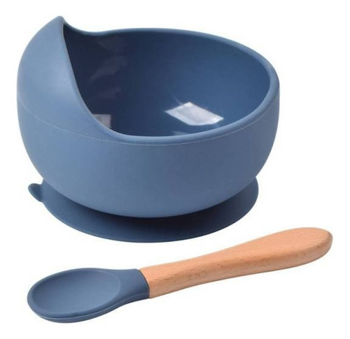 Plato Bowl De Silicona + Cuchara Para Bebés Y Niños