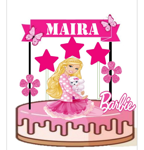  Barbie Topper Torta Incluye Nombre . 